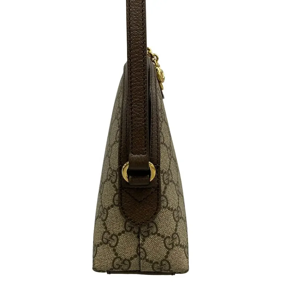 Gucci Ophidia Shoulder Bag 499621 Beige Dark Brown PVC Leather - Picture 2 of 15
